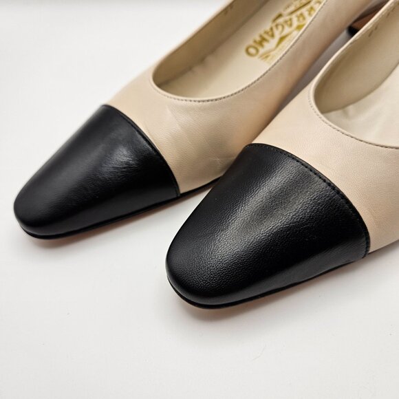 Salvatore Ferragamo Cap-Toe Leather Pumps – Size 7B - Picture 4 of 15